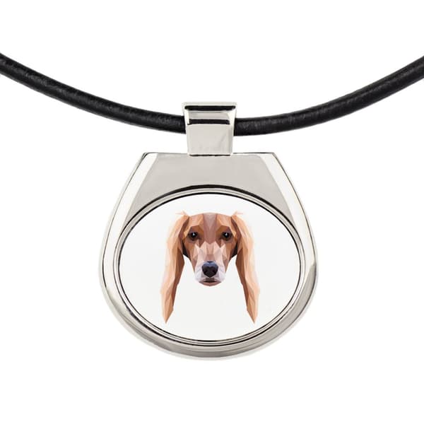 Persisk greyhound, Saluki - halskæde med et foto og en geometrisk inskription af Art-Dog