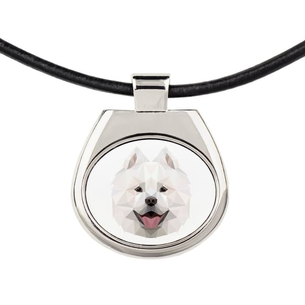 Samojedi, samojedi, samojedskaja - kaulakoru valokuvalla ja geometrisella kirjoituksella Art-Dog