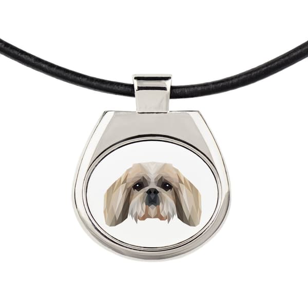 Shih Tzu, Shi tsu, Shi-Tzu, Szi-cu, Szitzu - halsband med ett foto och en geometrisk inskription av Art-Dog