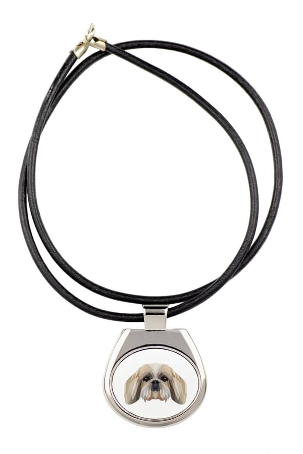 Shih Tzu, Shi tsu, Shi-Tzu, Szi-cu, Szitzu - halsband med ett foto och en geometrisk inskription av Art-Dog