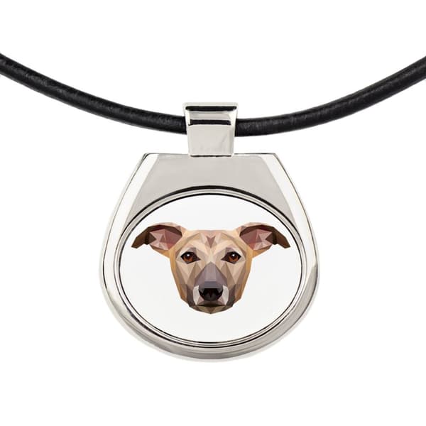 Whippet, engelsk vinthund - halsband med ett foto och en geometrisk inskription av Art-Dog