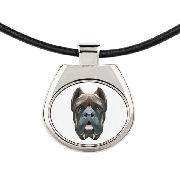Cane Corso Italiano - halsband med ett foto och en geometrisk inskription av Art-Dog