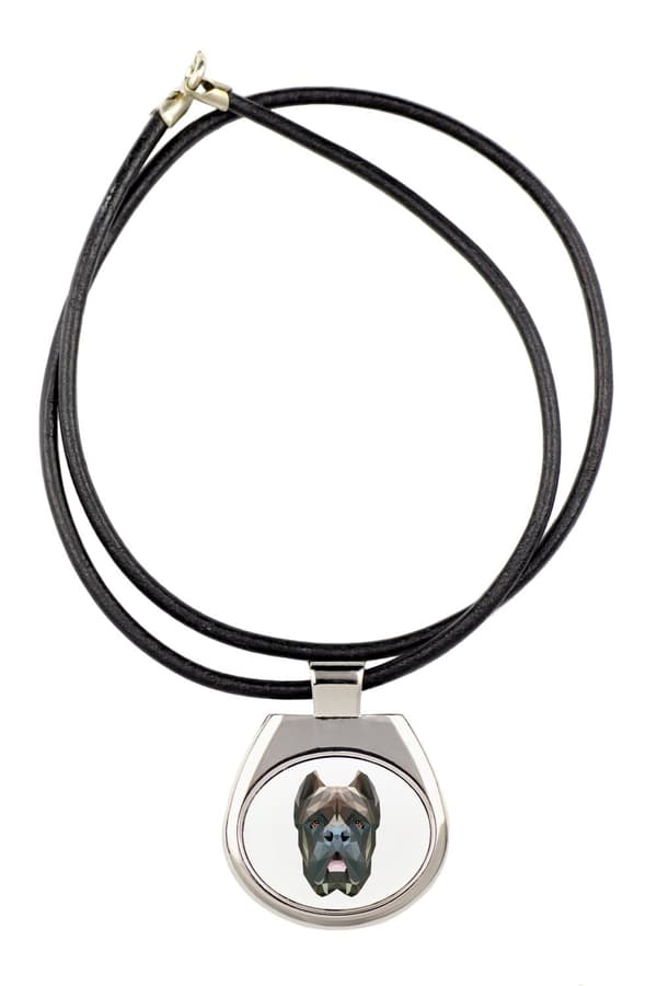 Cane Corso Italiano - halsband med ett foto och en geometrisk inskription av Art-Dog