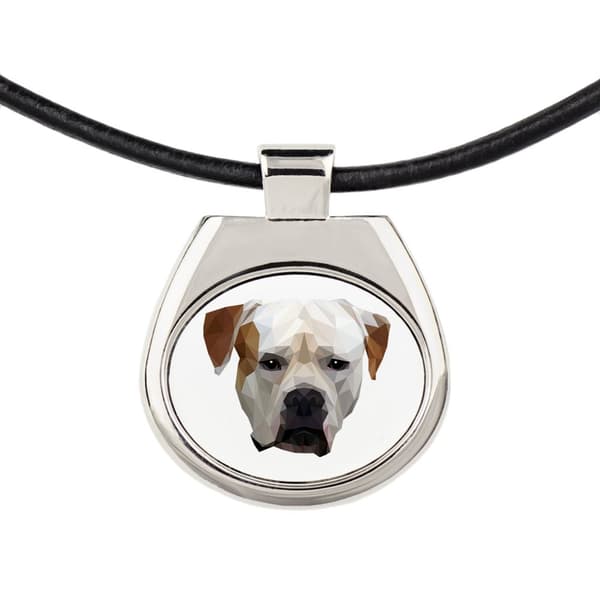 Amerikansk bulldog - halskæde med et foto og en geometrisk inskription af Art-Dog