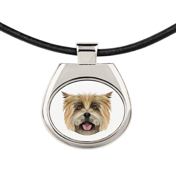 Cairn Terrier - halskæde med et foto og en geometrisk inskription af Art-Dog