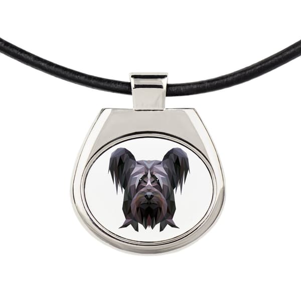 Skye Terrier - kaulakoru valokuvalla ja geometrisella kirjoituksella Art-Dogilta