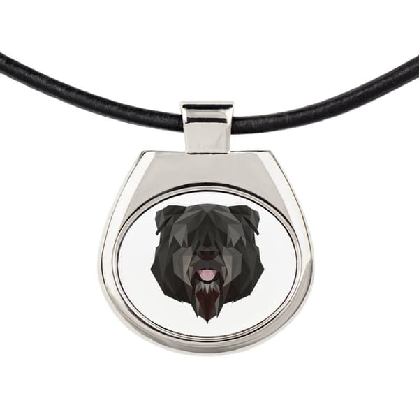 Bouvier des Flandres - halskæde med et foto og en geometrisk inskription af Art-Dog