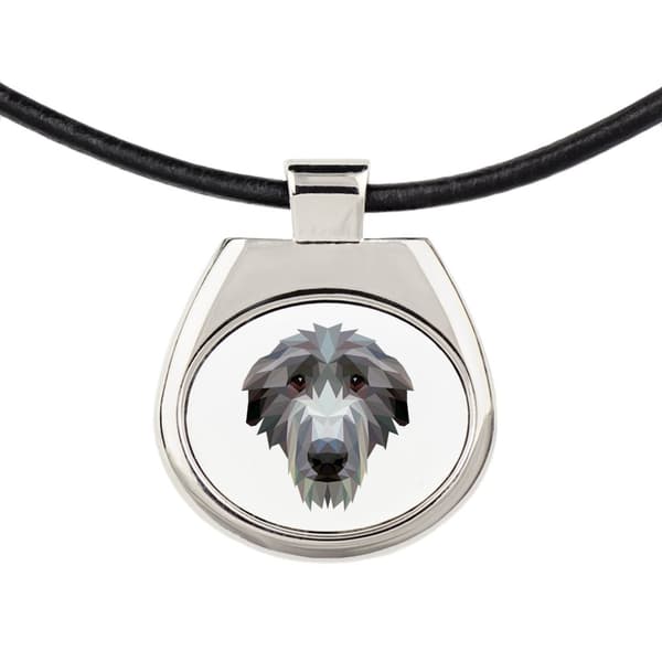 Skotsk Greyhound, Deerhound - halskæde med et foto og en geometrisk inskription af Art-Dog