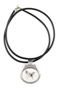 Miniatyrbild 1 av 3: Chinese Crested Dog - halsband med ett foto och en geometrisk inskription av Art-Dog