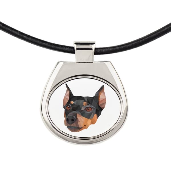 Medium Pinscher, German Pinscher - halsband med ett foto och en geometrisk inskription av Art-Dog