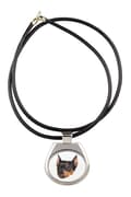 Miniatyrbild 1 av 3: Medium Pinscher, German Pinscher - halsband med ett foto och en geometrisk inskription av Art-Dog