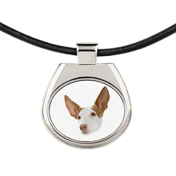 Podenco Ibizalta, Podenco Ibicenco - kaulakoru valokuvalla ja geometrisella kirjoituksella Art-Dog