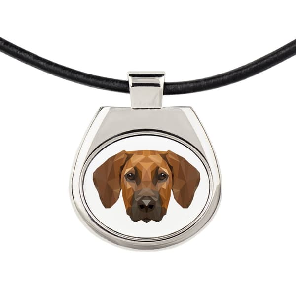 Rhodesian Ridgeback, afrikansk løvehund - halskæde med foto og geometrisk inskription af Art-Dog
