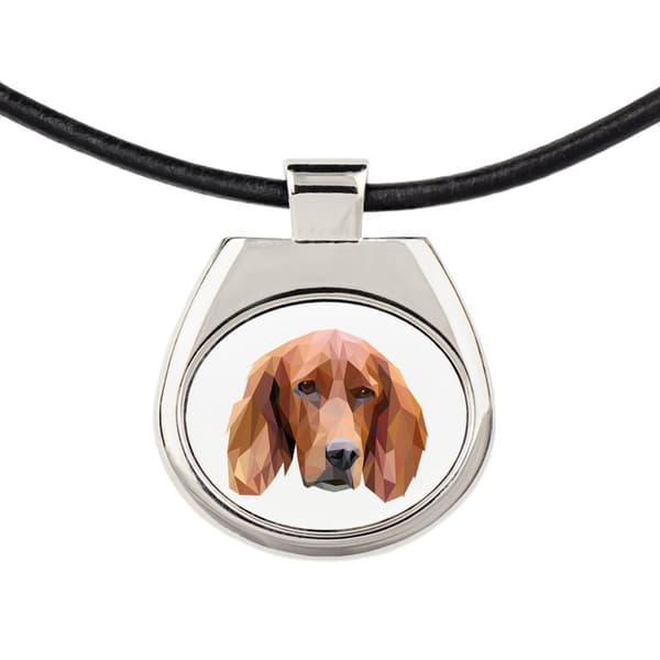 Engelsk setter, Laverack - halsband med ett foto och en geometrisk inskription av Art-Dog