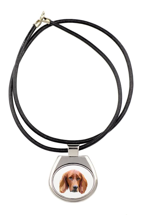 Engelsk setter, Laverack - halsband med ett foto och en geometrisk inskription av Art-Dog