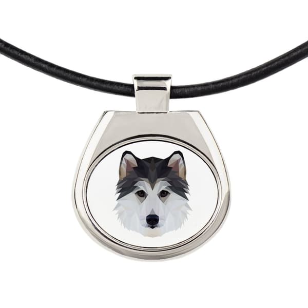Siperianhusky, Siperianhusky - kaulakoru valokuvalla ja geometrisella kirjoituksella Art-Dog