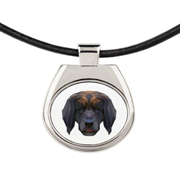 Leonberger - kaulakoru valokuvalla ja geometrisella kirjoituksella Art-Dogilta