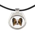 Miniatyrbild 3 av 3: Papillon, Continental Spaniel - halsband med ett foto och en geometrisk inskription av Art-Dog