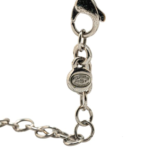 Pre-owned Chanel Palladium Plated CC Crystal Pendant Necklace Silver