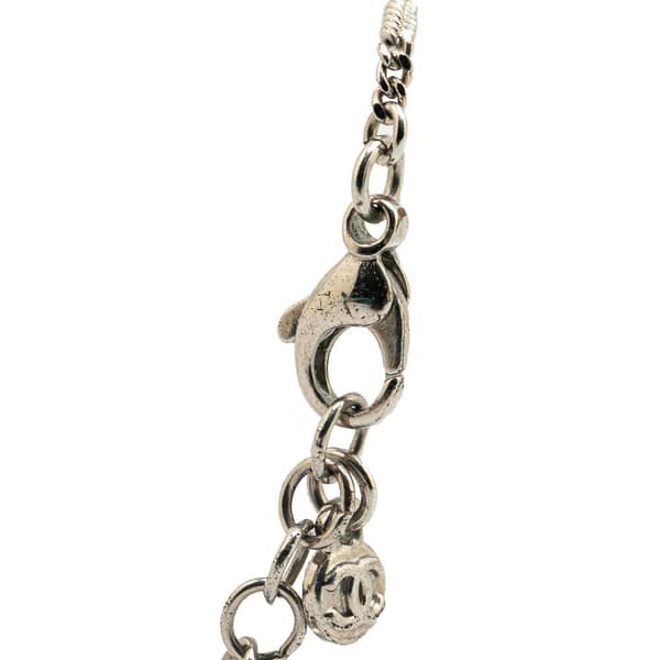 Pre-owned Chanel Palladium Plated CC Crystal Pendant Necklace Silver
