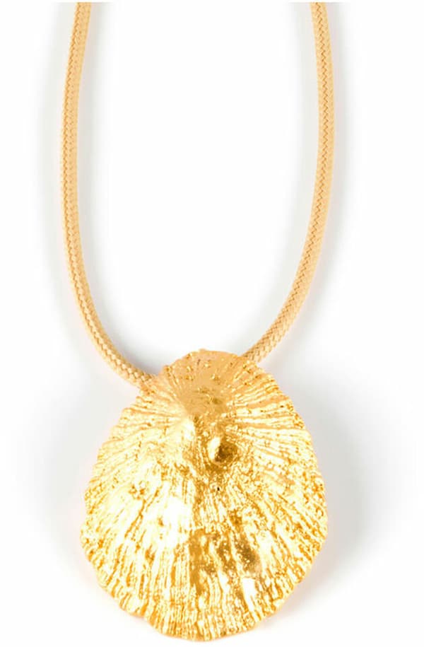 Ladies' Necklace Shabama Calobra Cool Brass Flash gold-plated Nylon Beige 1 m
