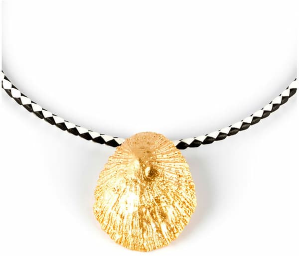 Ladies' Necklace Shabama Calobra Luxe Brass Flash gold-plated Leather 38 cm