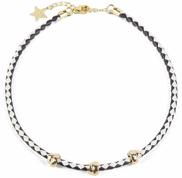 Ladies' Necklace Shabama Namibia Brass gold-plated Leather 38 cm Set 3 Pieces