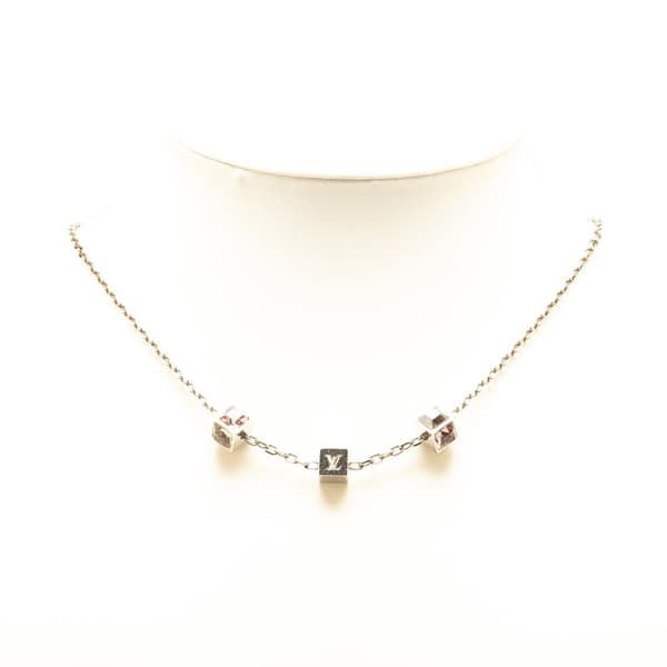 Pre-owned Louis Vuitton Silver Plated Crystal Gamble Necklace Silver