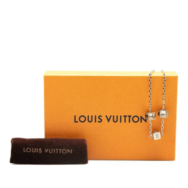 Pre-owned Louis Vuitton Silver Plated Crystal Gamble Necklace Silver
