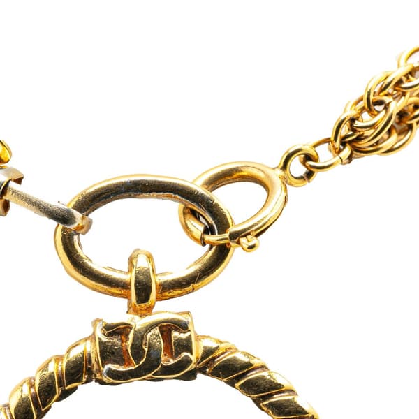 Pre-owned Chanel Gold Plated CC Loupe Necklace Gold