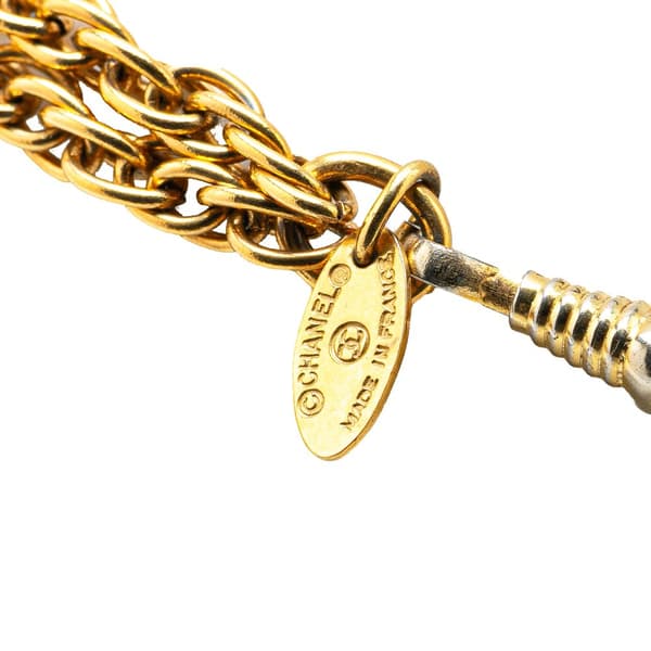 Pre-owned Chanel Gold Plated CC Loupe Necklace Gold