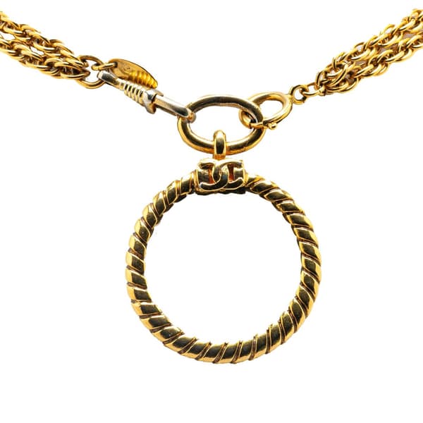 Pre-owned Chanel Gold Plated CC Loupe Necklace Gold