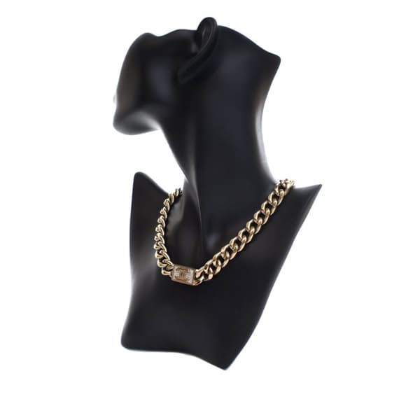Pre-owned Chanel Gold Plated Rhinestone CC Chain Link Choker Necklace Gold