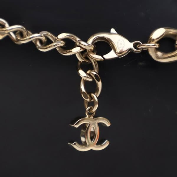 Pre-owned Chanel Gold Plated Rhinestone CC Chain Link Choker Necklace Gold