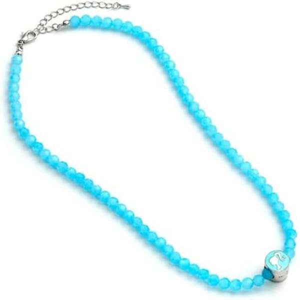 Halsband med blå pärlor Barbie med silhuettberlock - One size - Zink