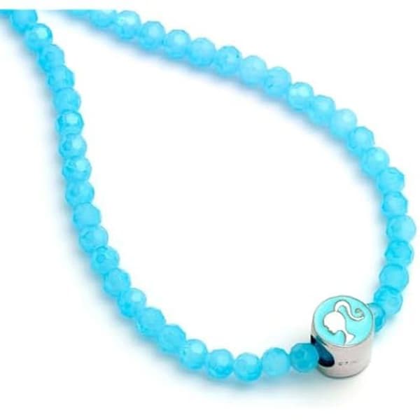 Halsband med blå pärlor Barbie med silhuettberlock - One size - Zink