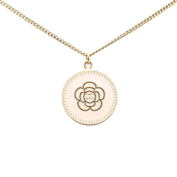 Pre-owned Chanel Gold Plated Camellia Pendant Necklace Gold