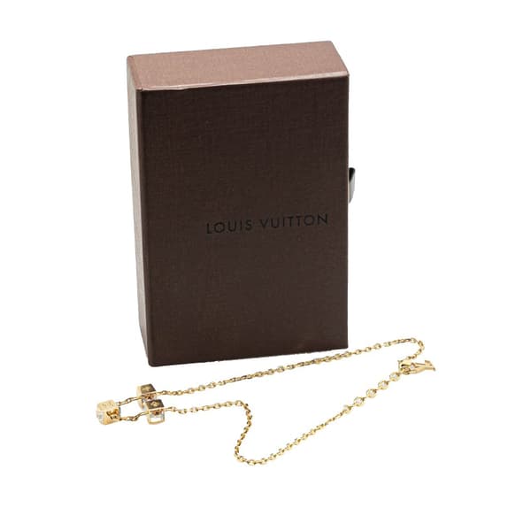 Pre-owned Louis Vuitton Gold Plated Crystal Gamble Necklace Gold