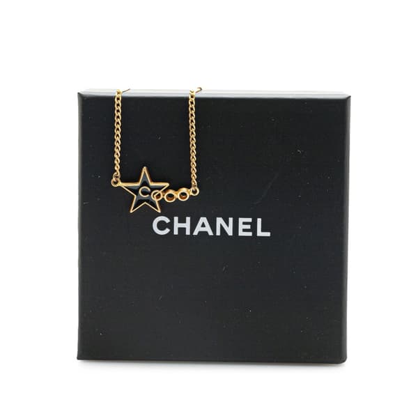 Pre-owned Chanel Gold Plated and Enamel Coco Star Necklace Gold
