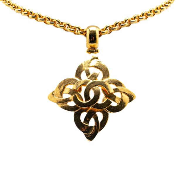 Pre-owned Chanel Gold Plated CC Pendant Necklace Gold