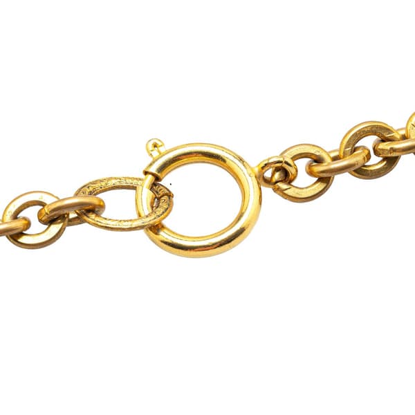 Pre-owned Chanel Gold Plated CC Round Pendant Necklace Gold