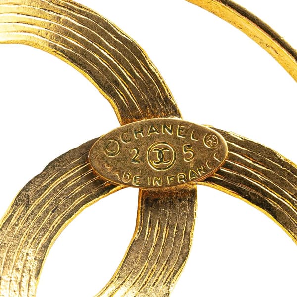 Pre-owned Chanel Gold Plated CC Round Pendant Necklace Gold