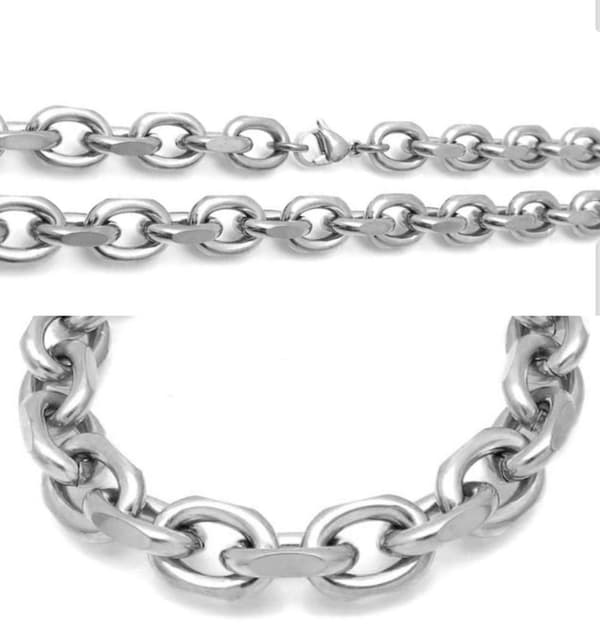 Ankarlänk halsband /Armband i Rostfritt Stål som håller färgen livet ut 10mm