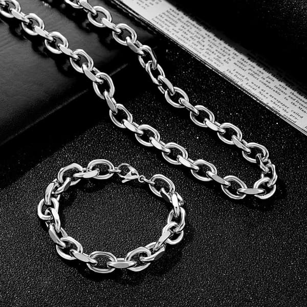 Ankarlänk halsband /Armband i Rostfritt Stål som håller färgen livet ut 10mm Armband 21cm