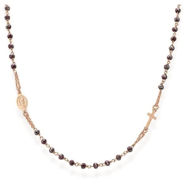 Halsband - AMEN - CRORA3 - Silver 925 - Röda Kristaller - Längd 50 till 70 cm