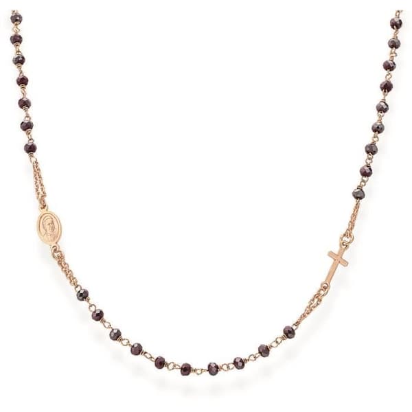Halsband - AMEN - CRORA3 - Silver 925 - Röda Kristaller - Längd 50 till 70 cm