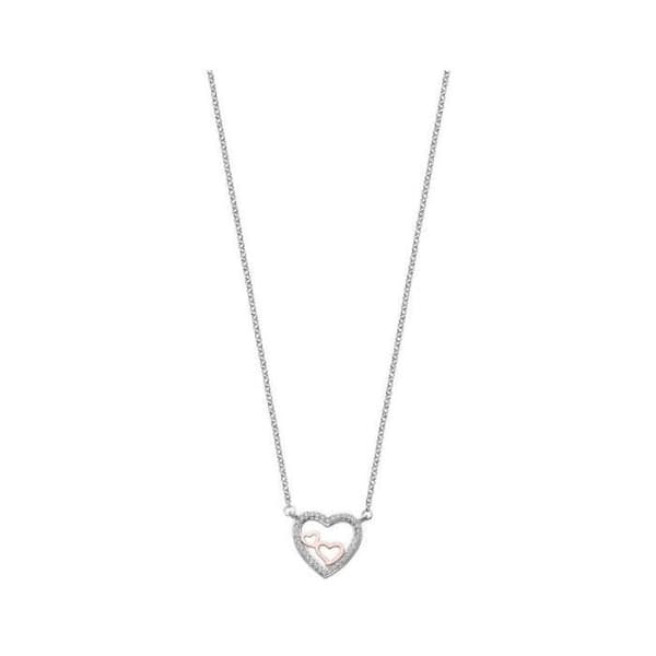 Lotus Silver Damhalsband - Senora - Tvåfärgat hjärta - Silver och Cubic Zirconia