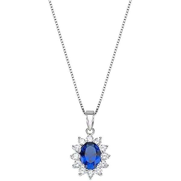 Damhalsband - AMEN - Royal Lady Blue Zircon - Silver - Cubic Zirconia