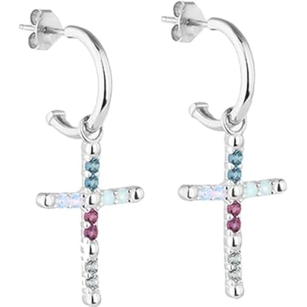 Örhängen - RADIANT - Par örhängen - Silver - Rostfritt stål, Läder, Keramik
