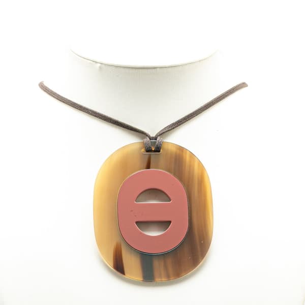 Pre-owned Hermès Buffalo Horn Fidelio Pendant Necklace Brown